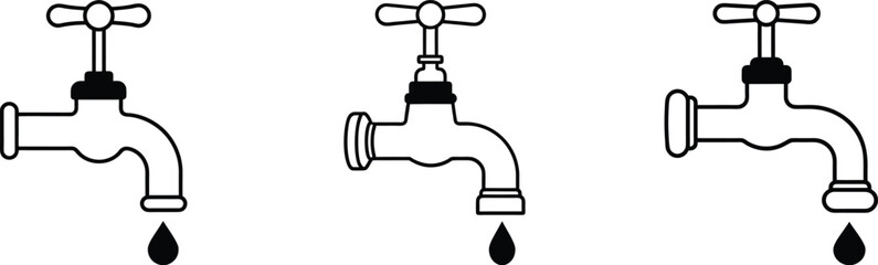 Set of water tab line art vector.