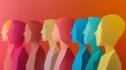 Colorful abstract figurative shapes representing diversity inclusion and empowerment through gender initiatives in sustainable development goals Minimalist modern design concept with copy space