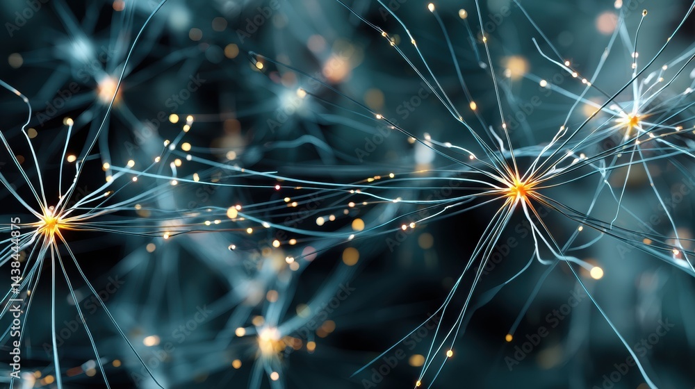 Poster Sparks and Nodes Illuminate a Transparent Neural Network Showcasing Its Intricate Structure and Connectivity in a Digital Environment