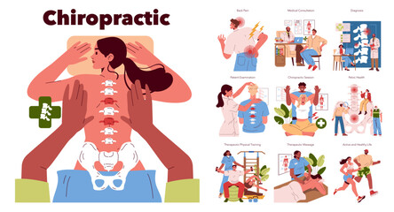 Chiropractic. Flat Vector Illustration