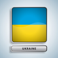 Ukraine flag square button Isolated on color gradient background. Exclusive Icon flag