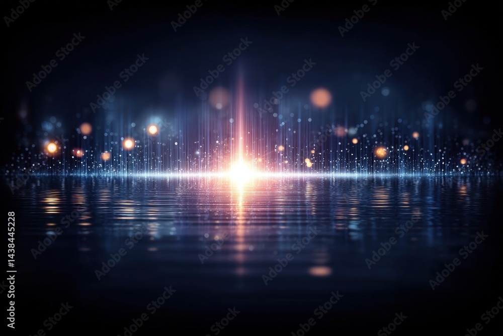 Poster abstract light reflection with colorful bokeh effects on water surface.