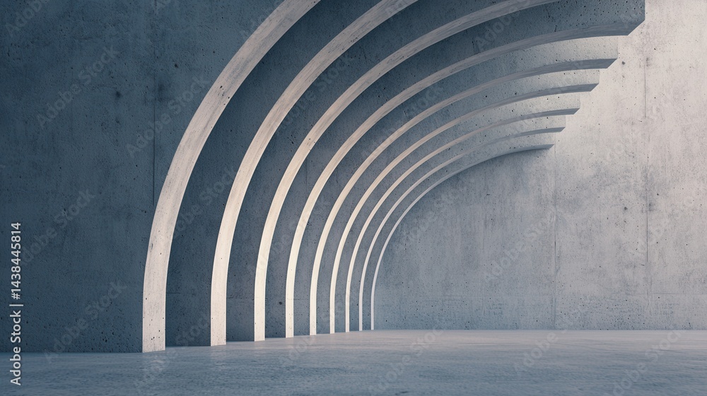 Poster modern concrete architecture with arched structural elements
