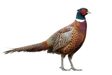 Fototapeta premium Male Common Pheasant Bird Isolated on Black Background