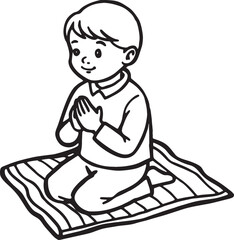 A child is praying on his  Carpet vector on white background