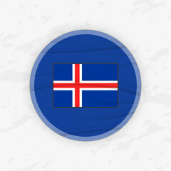 Obraz premium Icelandic Flag in a Circular Emblem Design, Abstract Round Sticker Illustration.