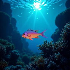 Colorful little fish in the deep sea