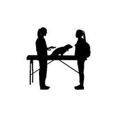 A veterinarian consults with a doctor to treat a dog vector.