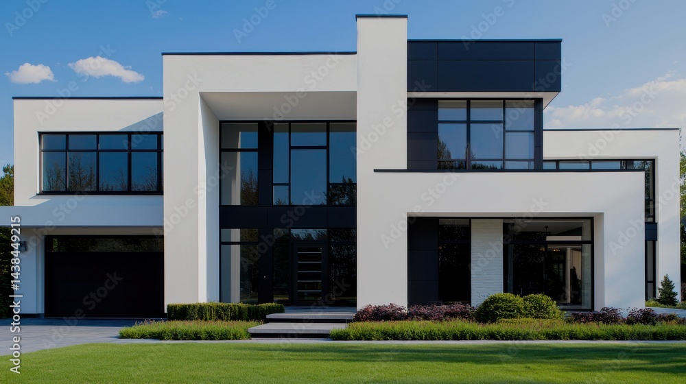 Aufkleber modern minimalist architecture with clean lines and large windows
