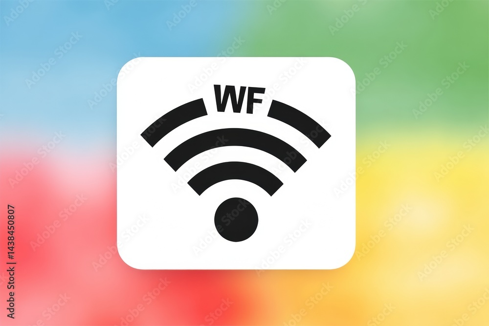 Poster wireless internet connection symbol on a colorful background.