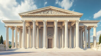 Obraz premium Classic neoclassical columns with detailed windows and symmetrical design high resolution picture