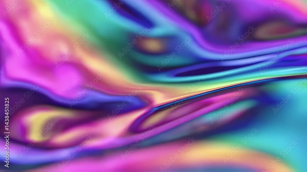Aufkleber Abstract holographic fluid texture loop with vibrant iridescent colors in motion, flowing pattern. Generated AI