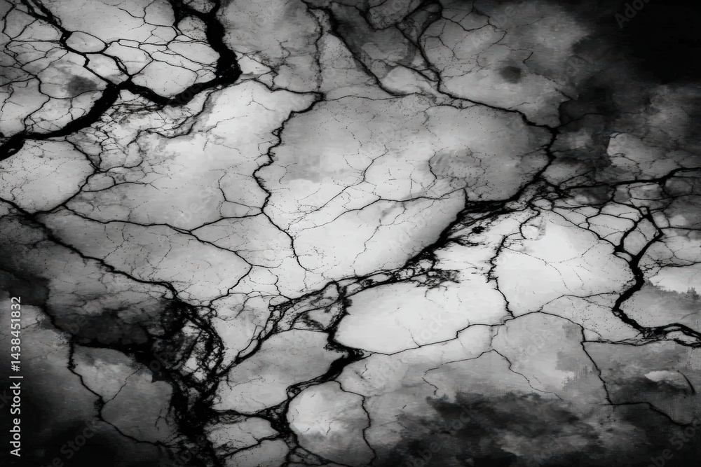Poster cracked monochrome surface with intricate textures and patterns.