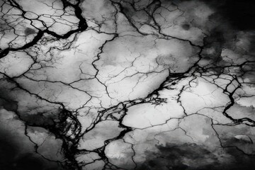 Cracked monochrome surface with intricate textures and patterns.