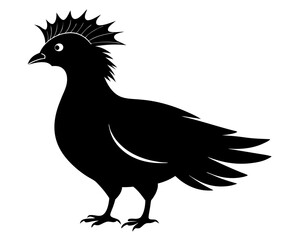 Fototapeta premium Victoria Crowned Pigeon Vector Illustration | Elegant Pigeon Silhouette SVG Design