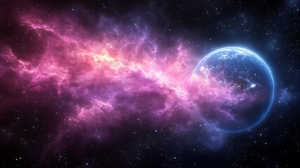 Fototapeta premium Celestial body amidst vibrant nebula