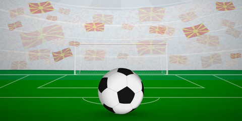 Macedonian Football Arena Full of Fans with National Flags, Sports Event Illustration.