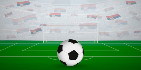 Serbian Football Arena Full of Fans with National Flags, Sports Event Illustration.