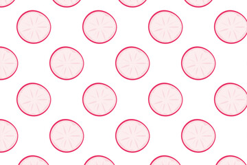Seamless pattern in the shape of radish pieces. Spring design