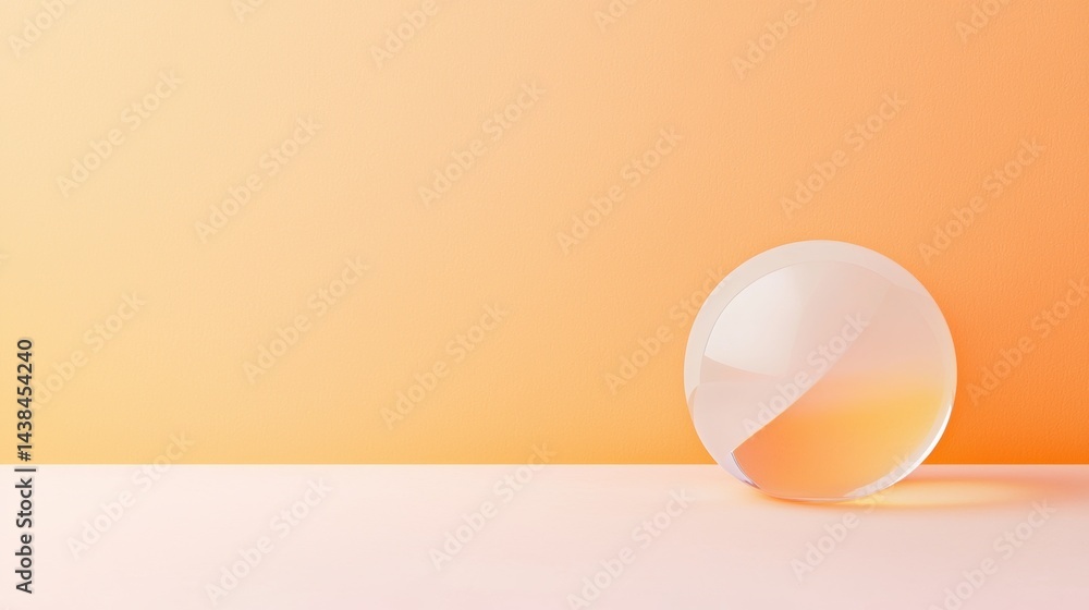 Poster a 3d rendering of a translucent sphere with a gradient of orange and white colors.