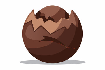 Cracked Chocolate Egg Shell Showing Rich Brown Center