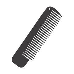 Single Black Silhouette Illustration of a Wide Toothed Hair Comb for Detangling and Styling Hair