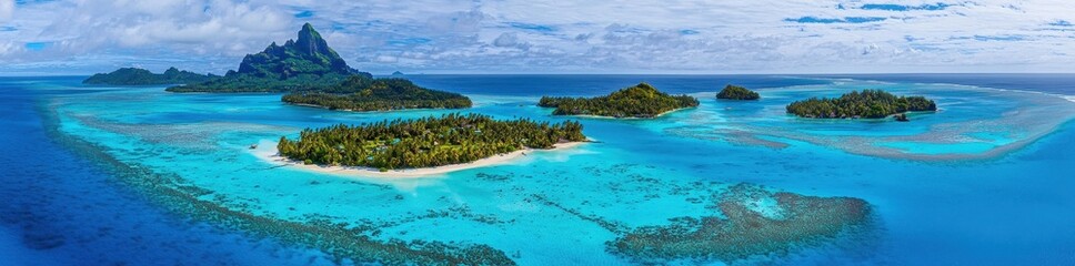 Obraz premium Breathtaking Aerial View of Tropical Island Paradise in Crystal Waters