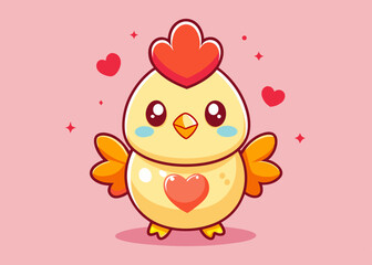 Adorable Cartoon Chick with Heart Design for Valentines Day