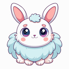 Adorable Fluffy White Bunny Rabbit Cartoon Illustration