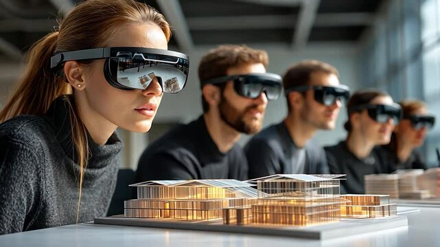 Vr Headset Users Studying Architectural Model