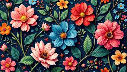 Intricate woven floral tapestry, seamless repeat, design element, detail