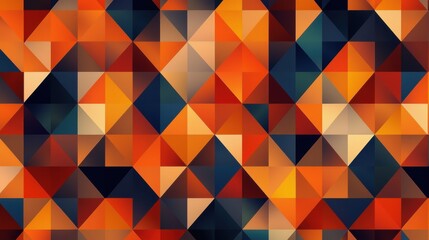 Fototapeta premium A vibrant geometric pattern composed of triangles in warm hues of orange, red, and yellow.