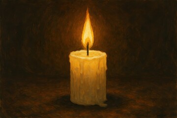 Simple Candle Artistry in Warm Glow with Flickering Flame