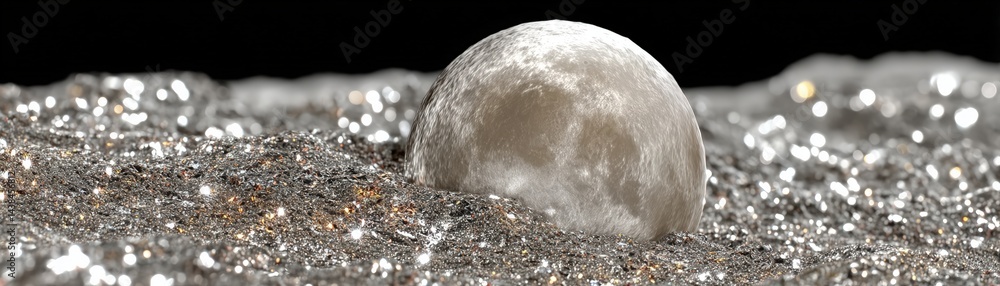 Poster a sphere rises from sparkling bubbles in a dark setting.