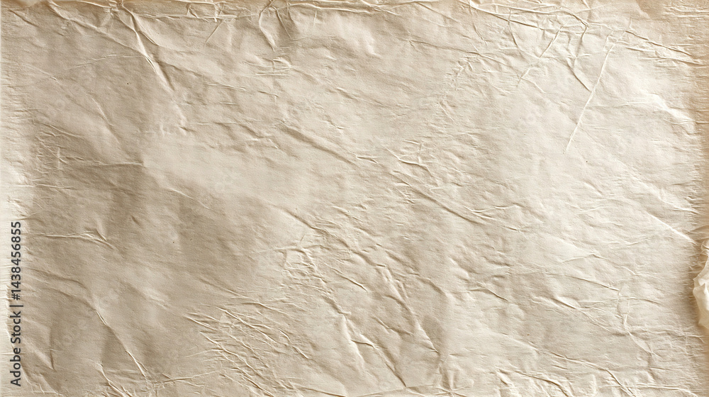 Leinwandbilder Textured background of wrinkled cream colored canvas paper offering a rustic and natural aesthetic for design projects : Generative AI