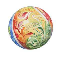 Ethereal sphere adorned with vibrant botanical watercolors against a dark backdrop