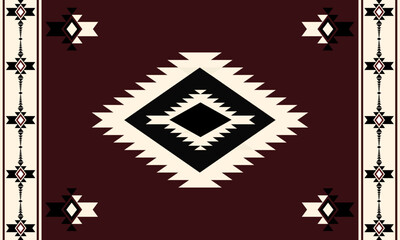 Navajo tribal vector pattern. Native American ornament. Ethnic South Western decor style. Boho geometric ornament.Ikat floral paisley embroidery blanket, rug. Woven carpet