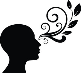 Silhouette Of Person With Floral Design Idea Inspiration And Natural Beauty