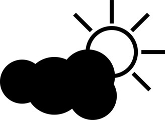 Minimalistic black weather icon showing a sun partially covered by a cloud.