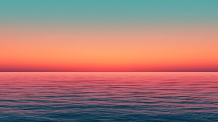 Obraz premium Calm Ocean Waters Reflecting a Warm Gradient Sky at Dusk, Providing a Peaceful, Serene Visual Experience.