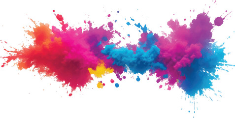 Lively and Bold Watercolor Stains and Brush Strokes in an Explosive Burst of Colors, Creating a Modern Abstract Design on a Crisp White Canvas, Bringing a Dynamic Artistic Expression.
