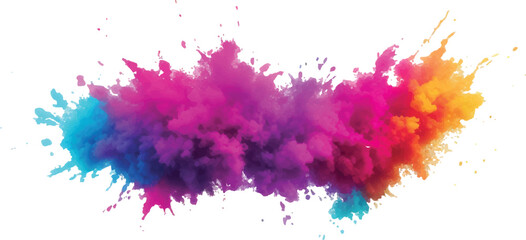 Lively and Bold Watercolor Stains and Brush Strokes in an Explosive Burst of Colors, Creating a Modern Abstract Design on a Crisp White Canvas, Bringing a Dynamic Artistic Expression.
