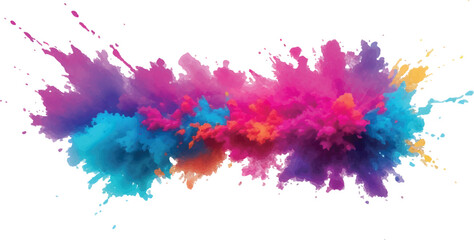 A Bright, Stunning Watercolor Painting of Abstract Stains and Splashes in Rich, Vibrant Colors, Enhanced by Bold Brush Strokes on a Pure White Background for a Contemporary Look.
