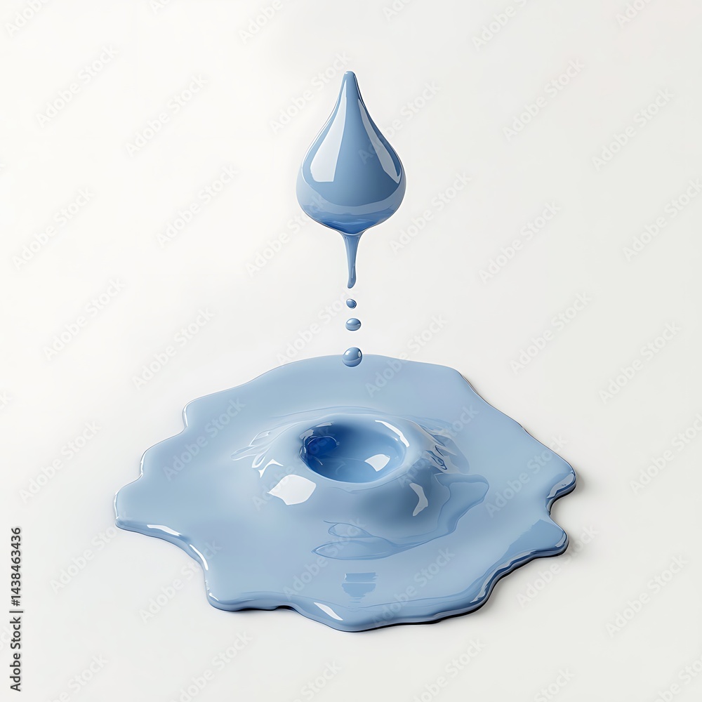 Poster minimalist light blue drop splashing creatively, abstract liquid design element perfect for backgrou