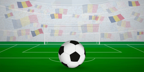 Chadian Football Arena Full of Fans with National Flags, Sports Event Illustration.