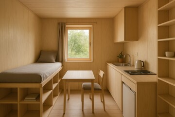 Cozy Compact Living Space with Simple Design and Natural Light