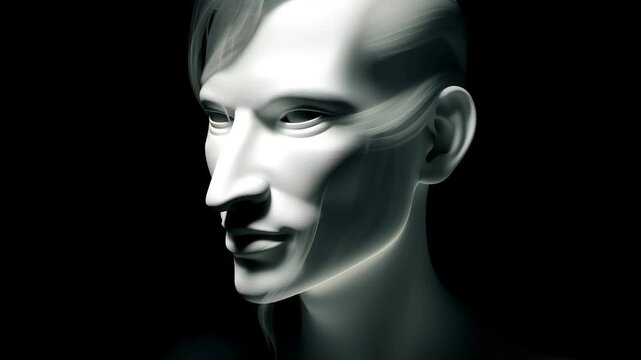 A haunting, abstract representation of a thoughtful figure emerging from darkness, evoking deep emotions.