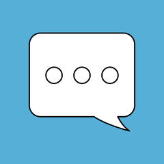 Set of blank white speech bubble in flat design, chatting box, message box icon. Balloon doodle style of thinking sign symbol. Speech bubble isolated on background. Communication, Discussion and Text