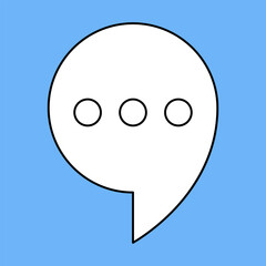 Set of blank white speech bubble in flat design, chatting box, message box icon. Balloon doodle style of thinking sign symbol. Speech bubble isolated on background. Communication, Discussion and Text