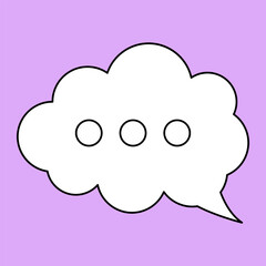 Set of blank white speech bubble in flat design, chatting box, message box icon. Balloon doodle style of thinking sign symbol. Speech bubble isolated on background. Communication, Discussion and Text
